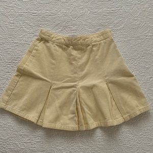 BDG Pastel Yellow Corduroy Mini Pleated Skirt
